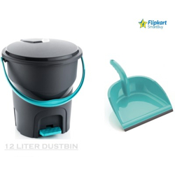 Flipkart SmartBuy Plastic Dustbin(Grey, Green, Pack of 2)