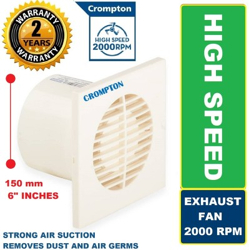 Crompton Axial Air Super Silent High Performance 100% COPPER High Speed4 5 Star 150 mm 6 Blade Exhaust Fan(Silent Operation | Pearl White4 | Pack of 1)