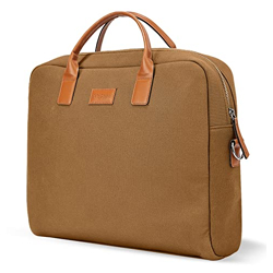 AirCase Office Canvas Sling Messenger Bag fits upto 15.6  Laptop/Macbook, PU Leather Handles, Detachable Shoulder Strap, Easy to Clean, for Office/Travel, Men & Women,Mustard- 6 month Warranty
