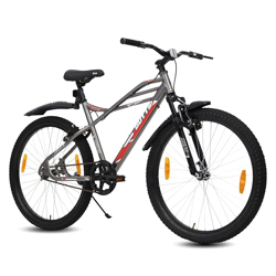 Avon Buke Guts 26T MTB Bicycles for Men|Frame Size: 19 Inches|Wheel Size: 26 Inches|Bulged 31.75 Short Bend Handle Bars,V 'Break|Thread Less Suspeneion Fork with Caliper Break-Steel Rim(Glossy Grey)