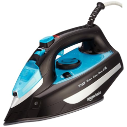 Amazon Basics Steam Iron 2000 W with 375ml Water Tank | Adjustable Thermostatic Control | 360 Swivel Cord 1.7 m | Steam Burst Rate - 90 g/min | Black Injection Material (Black & Blue, Chrome Finish)