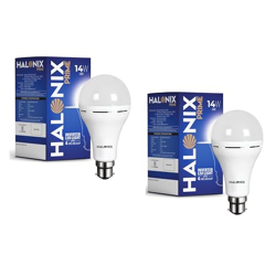 Halonix 14W Emergency Bulb | Rechargeable For Power Cuts Backup : 4Hrs Cool Day Light Pack Of 2 Light, B22D, Led