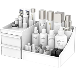 SR Makeup Organiser Cosmetic Makeup Lipstick Storage Box with Drawer Plastic Case Holder Skin Care Products for Dressing Table (SMALL)