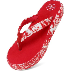Flipperz Women Flip Flops(Red , 6)