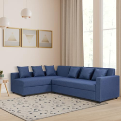 Amazon Brand - Solimo Dolny 5- to 6-Person Sofa L Shape Sofa (Fabric, Blue)