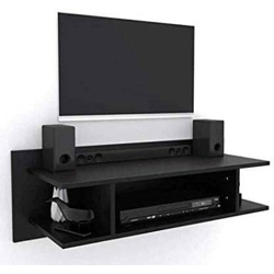 Star Handicrafts Wall T.V Entertainment Unit Set up Box Stand, Wifi Stand Wall Hanging Mounted MDF (Medium Density Fiber) Wall Shelf(Number of Shelves - 4, Black)