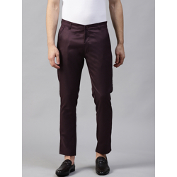 DENNISON Men Burgundy Smart Tapered Fit Solid Chinos