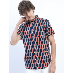 KETCH Men Red Slim Fit Printed Casual Shirt