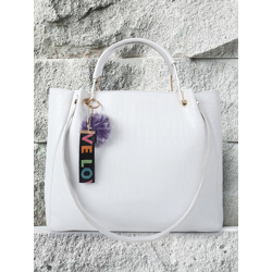 DressBerry White Textured Handheld Bag With Tasselled