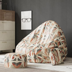 ComfyBean Bag with Beans Filled XXXL Bean Bag- Full Printed Bean Bag Sofa with Cushion and Footrest - Official : Oreka Home Bean Bag - Comfort Level : Basic - (Theme : Artistic Allure)