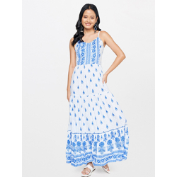 Global Desi Ethnic Motifs Printed Fit & Flare Maxi Dress