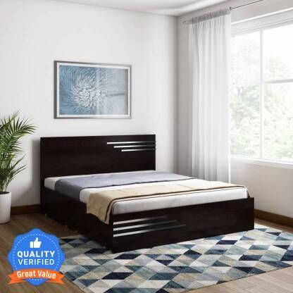 Bharat Lifestyle Amsterdam Engineered Wood Queen Bed(Finish Color - Wenge, Delivery Condition - Knock Down)