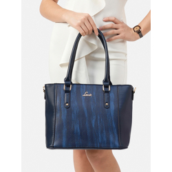 Lavie Horse Navy Blue Textured Tote Bag