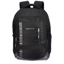 Amazon Basics 45L Large 15.6 Inch Laptop Backpack With 2 Bottle Pockets, Black