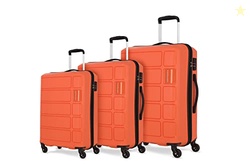 Kamiliant American Tourister Harrier | Trolley Bag Set of 3 (55+68+79cms) for Travel| Hard Case Polypropylene (PP) Suitcase | 360 4-Wheel Luggage Trolley | Combination Lock | Carrot Orange