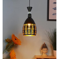 Keyplus Aluminium Long Cuting Hanging Light Ceiling Pendant Lamp, Black Pack of 1