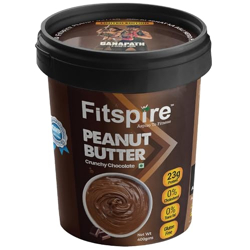 Fitspire Crunchy Choclate Peanut Butter 400 Gram - 100% Pure Roasted Peanuts | 23G Protein | Gluten & Cholesterol Free | Zero Trans Fat | No Preservatives | Pack Of 1
