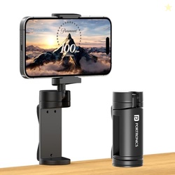 Portronics Mobot Clip Mobile Holder with 360 Adjustable Angles, Light Weight, Pocket Friendly, Mobile Stand for Table/Video Recording/Vlogging, Compatible with 4 to 6.4 inch Smartphones (Black)