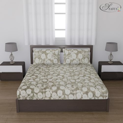 Status Contract Cotton Rich Double Bedsheet with 2 Pillow Covers for Bed Room, Home, Hotel-120 GSM (Green)