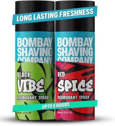 BOMBAY SHAVING COMPANY Red Spice & Black Vibe 150ml x 2 Combo Deodorant Spray - For Men(300 ml, Pack of 2)