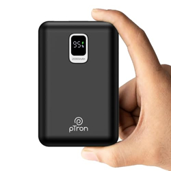 pTron Dynamo Ultra 20000mAh Nano Power Bank, 22.5W Superfast Charging, Type-C/PD 20W Fast Charging, Supports Xiamo, Redmi, Samsung, iPhone, Oneplus, Oppo, 3 Output Ports, Type-C Input/Output (Black)