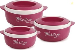 cello Sapphire Pack of 3 Thermoware Casserole(500 ml, 1000 ml, 1500 ml
