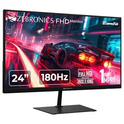 ZEBRONICS N24A 24"(60.4 cm) Gaming Monitor, FHD 1920x1080, IPS-Antiglare Display, 280Nits, 180Hz, 1ms MPRT, HDR10, 99% sRGB, Adaptive Sync, 1 x DP | 1 x HDMI | 1 x 3.5mm