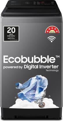 SAMSUNG 9 kg 5 star, Ecobubble, Wi-Fi, Digital Inverter, Fully Automatic Top Load Washing Machine Grey(WA90BG4542BDTL)