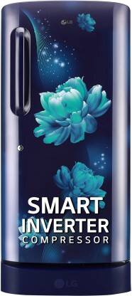 LG 185 L Direct Cool Single Door 5 Star Refrigerator with Base Drawer  with Smart Inverter Compressor, Fast Ice Making(Blue Charm, GL-D201ABCU)
