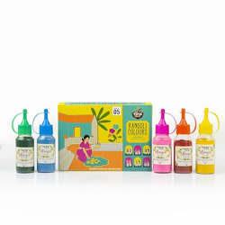 TOTA 5 Rangoli Colour Powder Bottles  Diwali Decoration Item Floor Rangoli Art Colours | Rangoli Color Powder Rang for Navratri Onam Pongal Pooja Mandir  5 Rangoli Maker Bottles