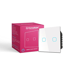 HomeMate WiFi 2 Gang Touch Switch | No Hub Required | Compatible with Alexa and Google Home | 15 A