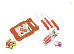 Ritu Chopping Board Wooden No.1 & 3 Pcs Knife Set