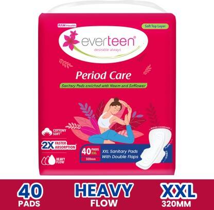 everteen Period Care XXL Soft with Neem-Safflower - 1 Pack (40 Pads) Sanitary Pad