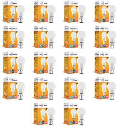 Wipro 10 W Standard B22 LED Bulb(White, Pack of 18)