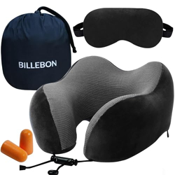 Billebon Extra Soft Memory Foam Luxury Travel Neck Support Rest Pillow with Soft Washable & Removable Cover, Multipurpose Comfortable Travel Pillow for Airplane