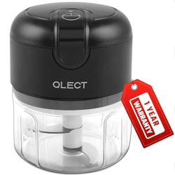 QLECT Vegetable Chopper For Kitchen Rechargeable Electric Use One Touch Operation Onion With Stainless Steel Blades Cutter Garlic,Ginger (Black-250 Ml30 Watts)