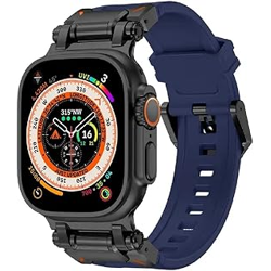 Printme Sport Band for Apple Watch Ultra 2/Apple Watch Ultra Bands 49mm 45mm 44mm 42mm, Wide Rugged 316L Stainless Steel Connector Durable Band for iWatch Ultra 9 8 7 6 5 4 3 SE