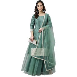 Janasya Women's Polyester Solid Regular Kurta Set (SET502-KR-SK_Mint Green