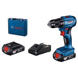 BOSCH Professional GSR 185-Li Cordless Drill Driver, 50 Nm, 13mm Chuck, Brushless Motor with 2 x GBA 18V 2.0Ah Battery, 1 x GAL 18V-40 Charger & Carrying Case, 1 Year Warranty