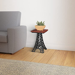 Amazon Brand - Solimo Zubkan End Table (Metal & Acacia Wood Top, Honey Finish)