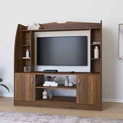 Nilkamal Beaumont Engineered Wood Wall Unit | TV Entertainment Unit Accommodate Upto 32' TV (Classic Walnut)