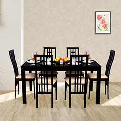HomeTown Ronald Solid Wood Six Seater Dining Set - (Cappuccino)