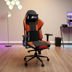 Green Soul Xtreme Multifunctional Ergonomic Gaming & Office Chair|Premium PU Leather Upholstery|4D Armrests|Adjustable Neck, Lumbar Pillow|180 Back Recline (Black & Orange) Installation Provided