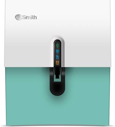 AO Smith F9 5 L RO + SCMT Water Purifier (Silver Charged Membrane Tech) Water Purifier White | Baby-Safe Water with 8 Stage Purification| Digital Display| Alkaline Mineralizer Tech| Wall Mount + Table Top Placement| Suitable for all - Borewell, Tanker, Municipality Water(White, Green)