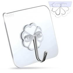 SHITHI ENTERPRISES Self Adhesive Wall Hooks for Kitchen Stainless Steel | 10 PCS Heavy Duty (Upto 5Kg) Multi-Function Nail Free PVC Waterproof Wall Hanges for Keys, Towels, Ceiling, Bathroom, Doors