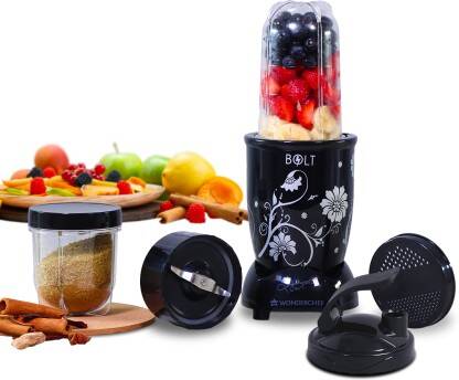 WONDERCHEF Nutri 600 W Juicer Mixer Grinder(Sipper Lid, 22000RPM, 2 Unbreakable Jars, Sharper Steel Blades | 2 Jars | Black)