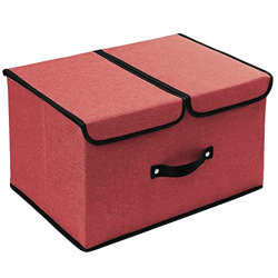 Double R Bags Storage Box With Double Lid ,Cover And Handle Drawer Organiser For All Purpose ( Pack of 1, Red)