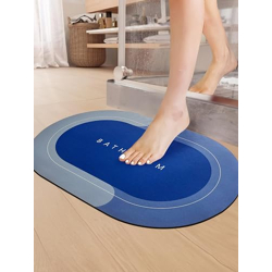 SITTELLA 3.5mm Anti Skid Water Absorbent Water Soaking Bathroom Print Door Mat (40x60cm) Light Blue Pack of 1