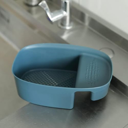 Kuber Industries Kitchen Organizer with Soap Holder|Premium PP|Durable & Sturdy|Multipurpose Bathroom Shelf|Smart Drainage Holes|TM21001|Pack of 3|Blue