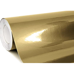 HOME13 Mirror Gold Chrome Vinyl Wrap Car DIY Wrap Sheet Roll Film Sticker Decal Rated for Automotive Use (24 x 50)